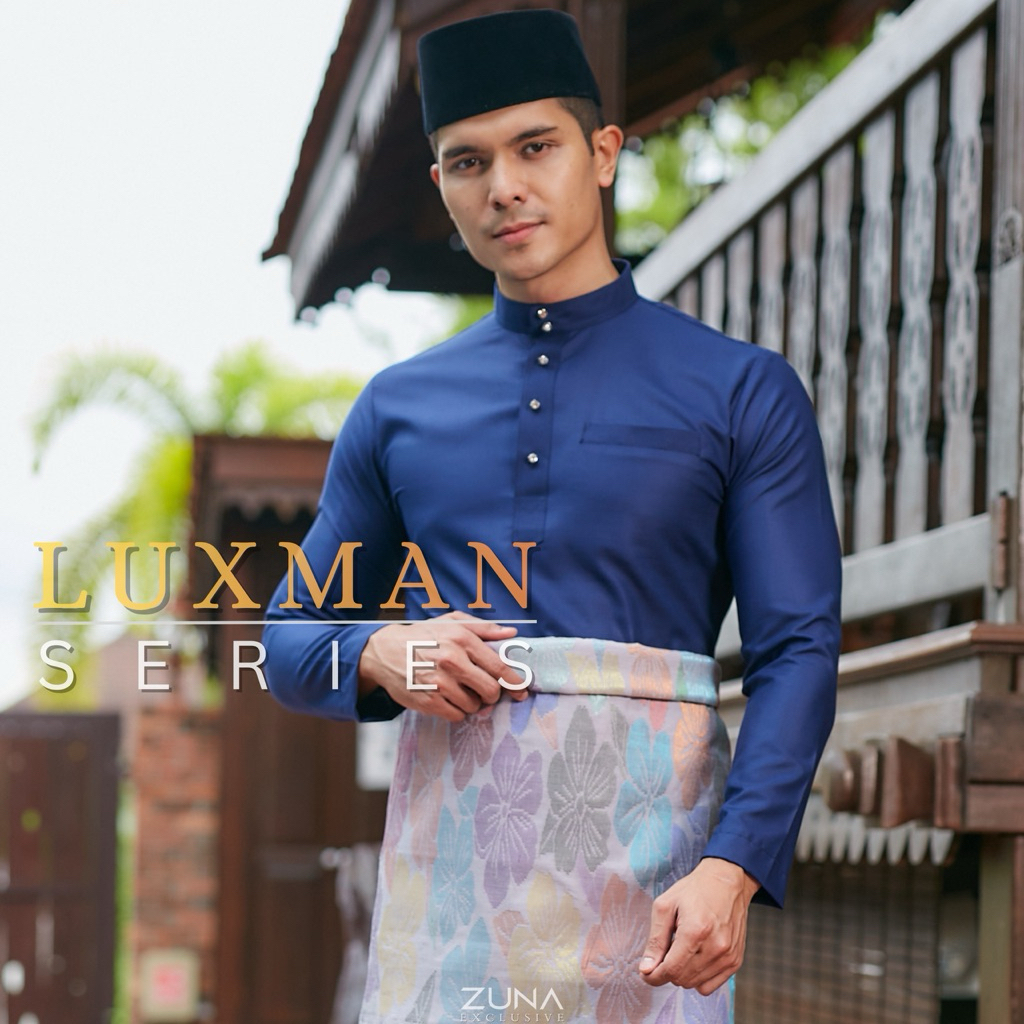NAVY BLUE LUXMAN series Baju Melayu (Cek Musang) ผ้าฝ้ายญี่ปุ่นพรีเมี่ยม