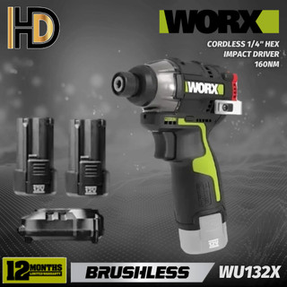 WORX 12V WU132X Cordless 1/4" Hex Impact Driver 160NM / Brushless Motor Impact Driver / Compact Driver
