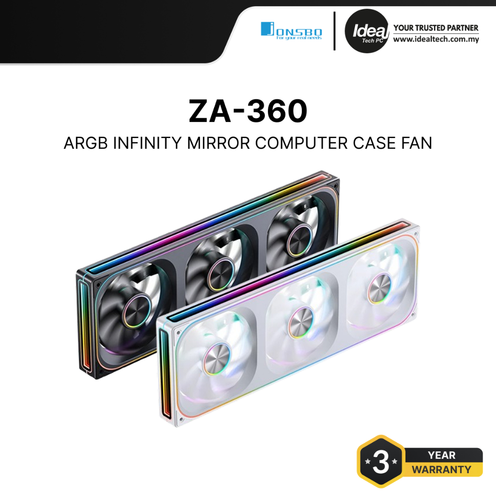 JONSBO ZA-360 BLACK / WHITE 28MM INFINITY MIRROR ARGB CASE FAN