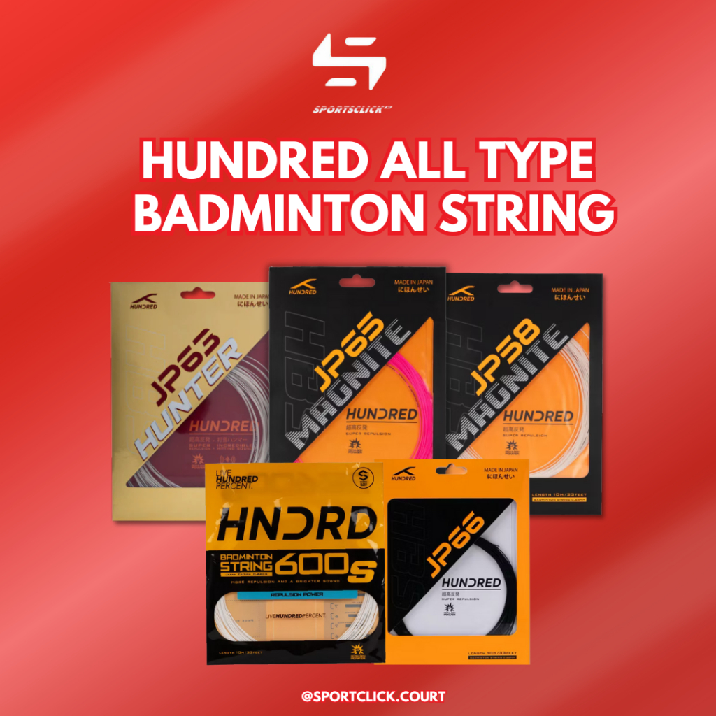HUNDRED ALL TYPE BADMINTON STRING (กีฬาคลิก) JP65 magnite, JP58 magnite, นักล่า JP63