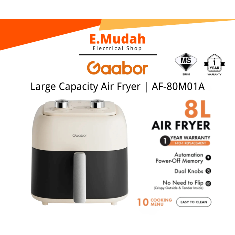 Gaabor 3.5L/5L/6L/8L 360 Hot Air Circulation Non-Stick Coating Air Fryer AF-45M01A(5L) AF-35M02A (3.