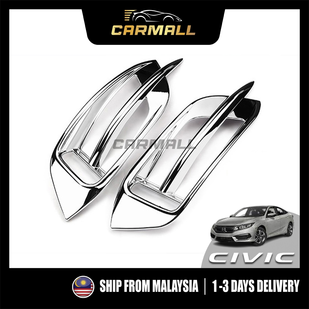 Honda Civic FC 10th Reflector ด้านหลัง Chrome Cover Reflector ฝาครอบไฟตัดหมอกล้อมรอบ 2016-2021 Civic