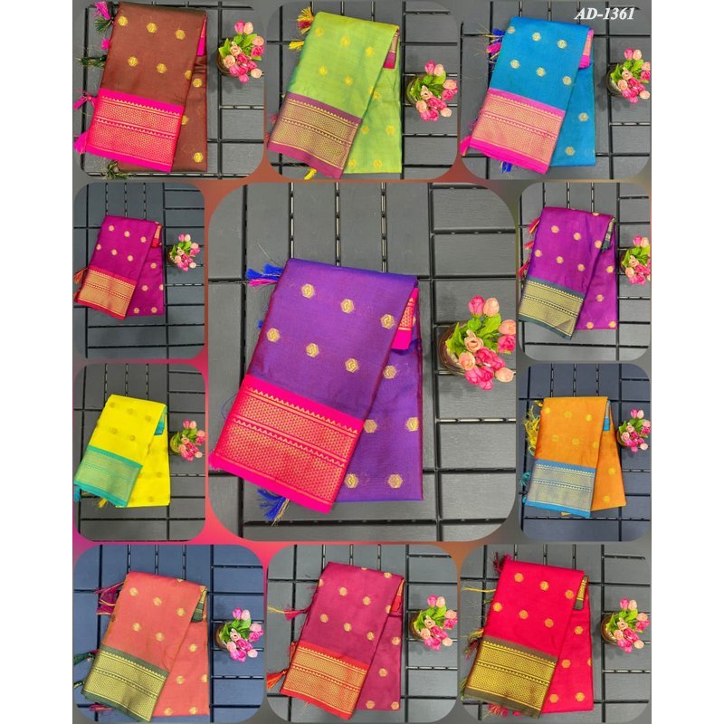 AD-1361~ผ้าไหมนุ่มสวย Paithani Gold Zari Work Sarees