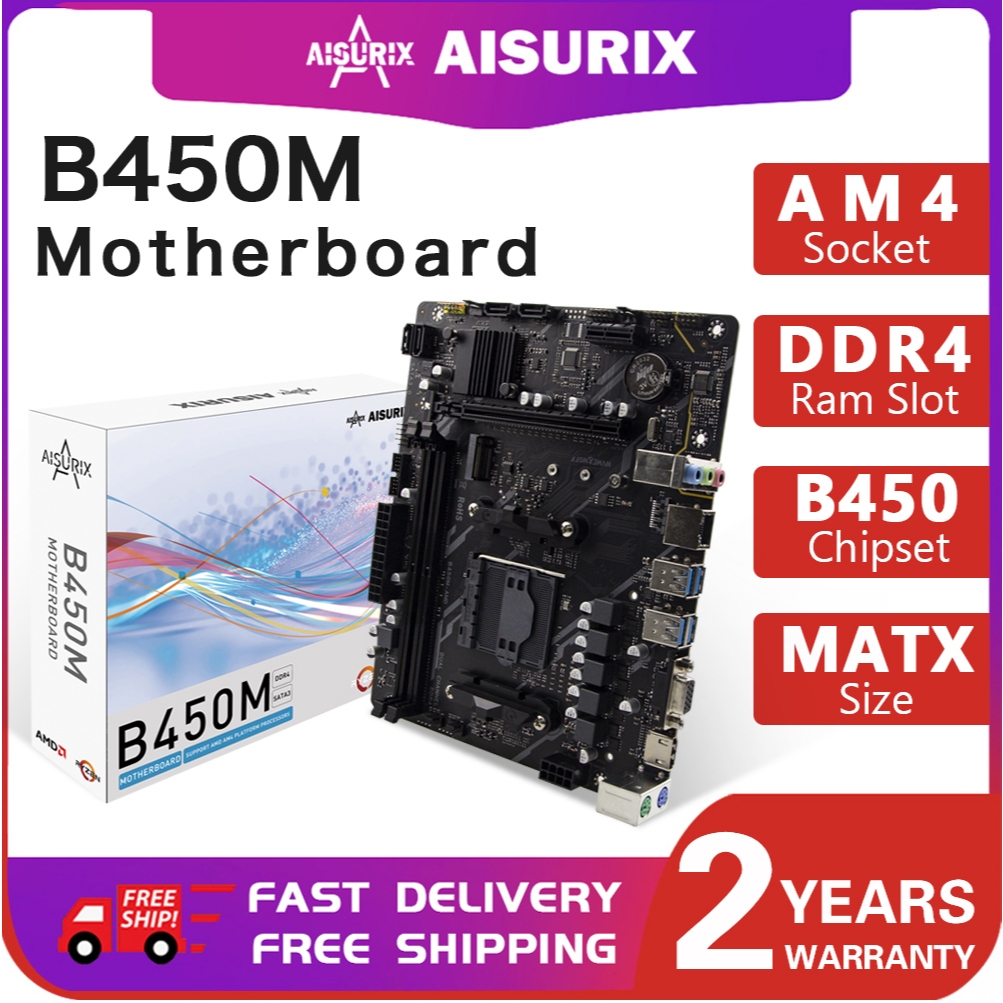 AISURIX B450M เมนบอร์ด Micro ATX DDR4 รองรับ AM4 ซ็อกเก็ต B450 Mobo