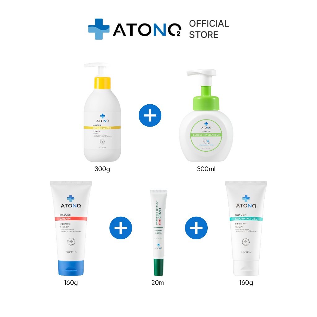 ATONO2 Oxygen Bath & Shampoo 300ml + Oxygen Cream 160gm + SOS Cream 20gm + Hips Cleanser 300ml + Soo