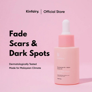 Kinfairy Anti Scar Glow Serum | Pudar Parut Jerawat & Dark Spots | Cerahkan Kulit Kusam (5% Niacinamide + 2% Arbutin)