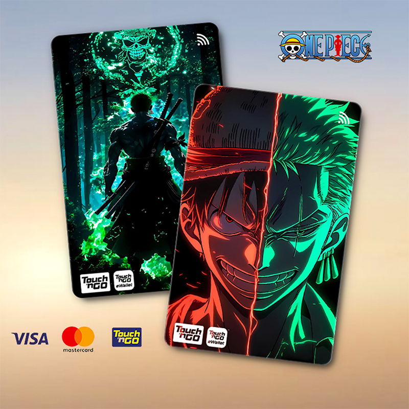 RORONOA ZORO ONE PIECE TNG - TOUCH N GO STICKER CARD / ฝาครอบสติ๊กเกอร์ ATM, การ์ด TNG, การ์ด ATM
