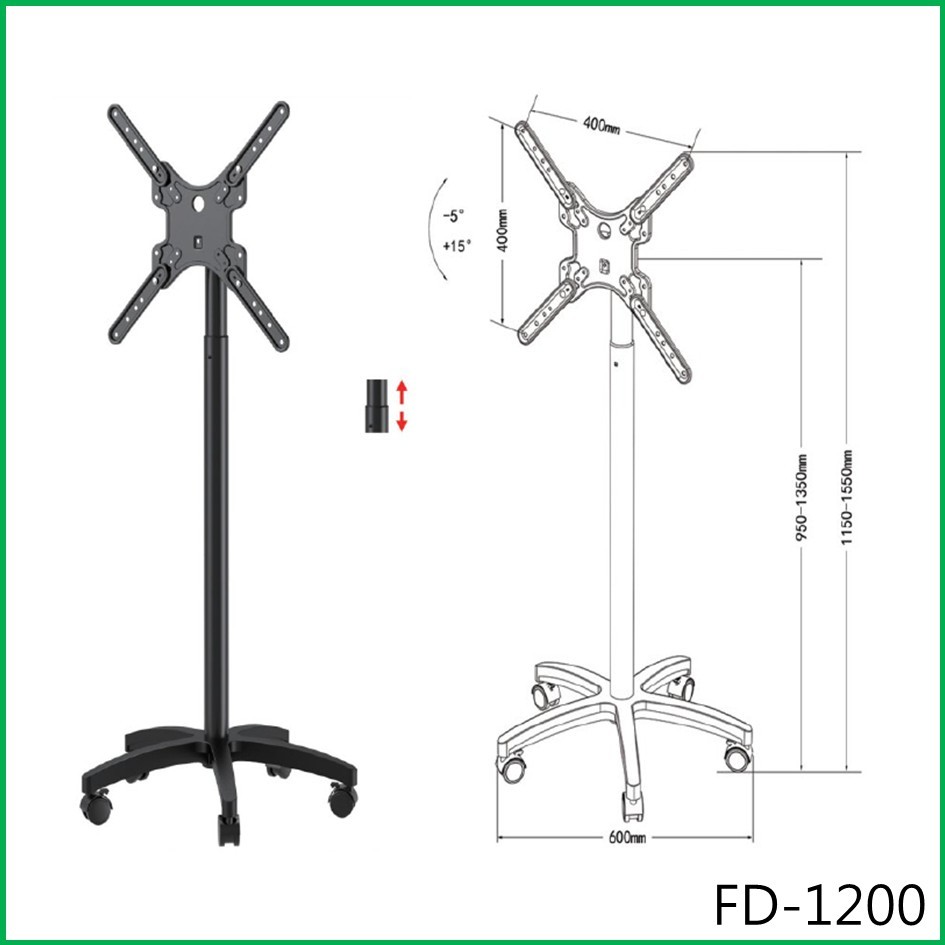HY TV Cart Stand 14 - 50 LCD LED 30kg TV Bracket Rolling Universal TV Cart Stand Mount FD-1200