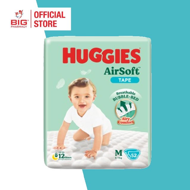 HUGGIES AIR SOFT DIAPERS M 52S