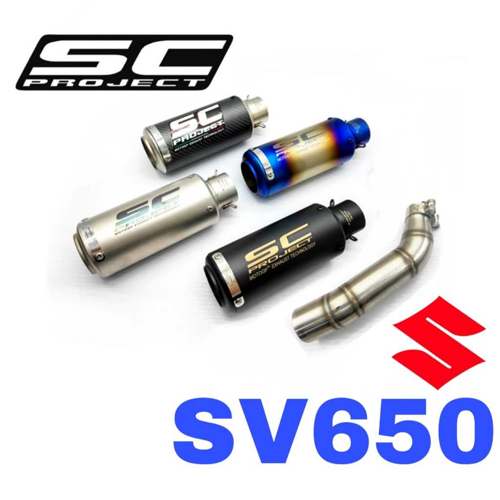 SC โครงการท่อไอเสีย Suzuki SV650 Slip On Piping สแตนเลสท่อไอเสียมอเตอร์อุปกรณ์เสริม Ekzos SV 650 Man