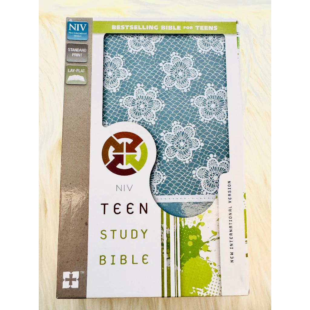 NIV Teen Study Bible Blue Leathersoft Study Bible สําหรับวัยรุ่นรุ่นสากลใหม่คริสเตียนเยาวชนพระคัมภีร