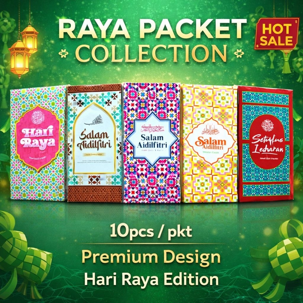 10 ชิ้น/แพ็ค Sampul Raya Viral Duit Ringgit Sampul Duit Raya RM1/RM5/RM10/RM20/RM50/RM100