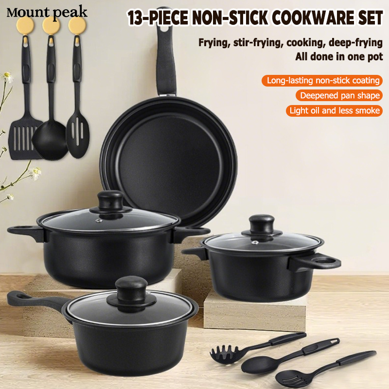 Mount peak ชุดเครื่องครัวไม่ติด (13 ชิ้น) เหมาะสําหรับเตาทุกประเภท