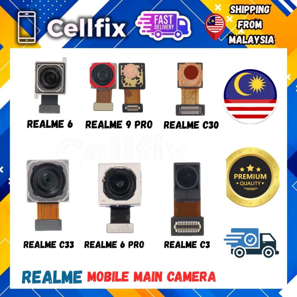 CELLFIX COMPATIBLE BACK CAMERA / กล้องด้านหลังสําหรับ REALME 6 9 PRO C30 C33 6 PRO C3 PRO REALME C3