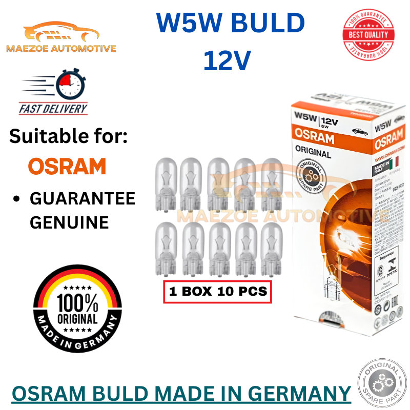 OSRAM 2825 W5W 12V 5W W2.1X9.5d T10 หลอดไฟอัตโนมัติ - 10 ชิ้น