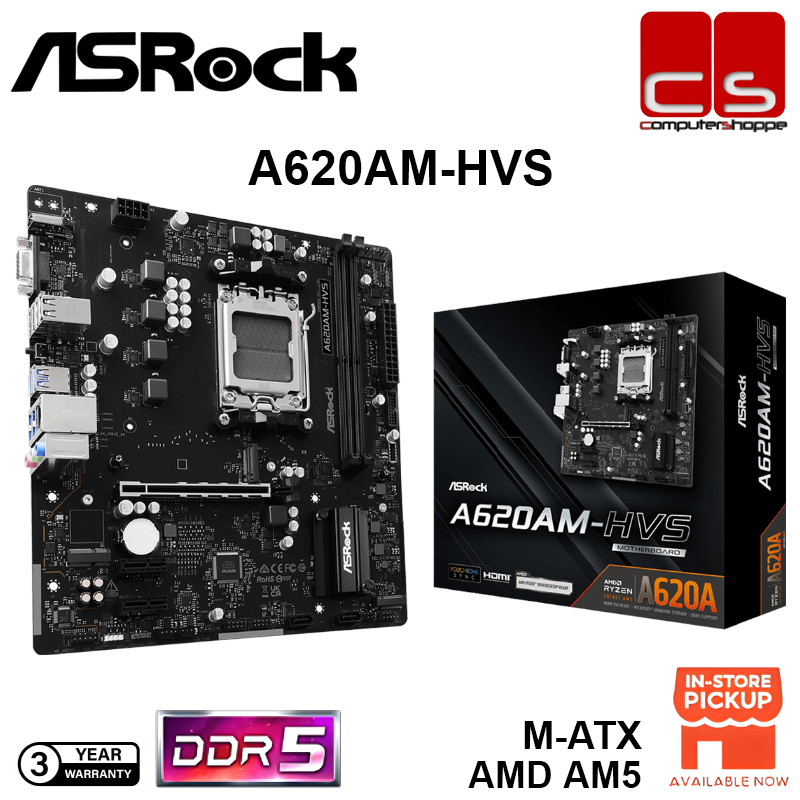 เมนบอร์ด Asrock A620AM-HVS mATX AMD AM5 DDR5