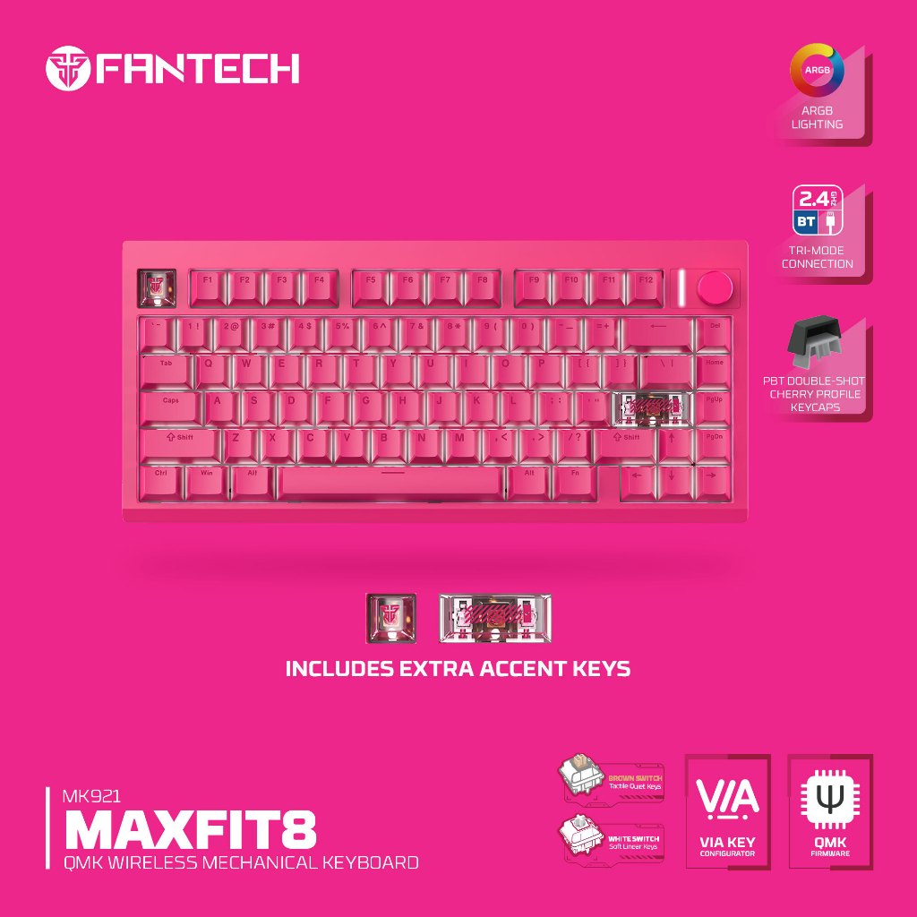 FANTECH MK921 MAXFIT8 QMK คีย์บอร์ดไร้สาย (Rossi Edition)