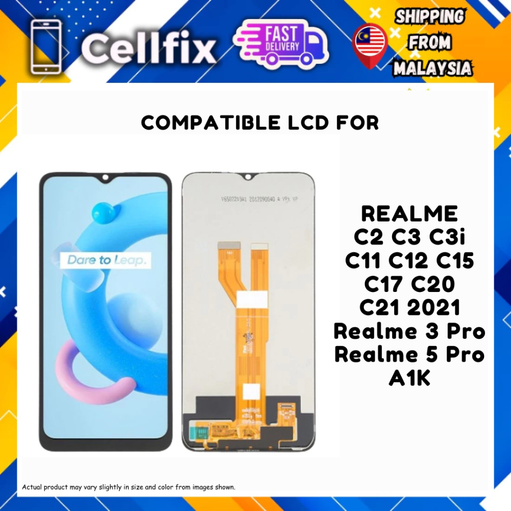 CELLFIX REALME C2 C3 C3i C11 C12 C15 C17 C20 C21 2021 ผ้า 3 PRO / 5 PRO A1K RMX2185 RMX2189 จอแสดงผล