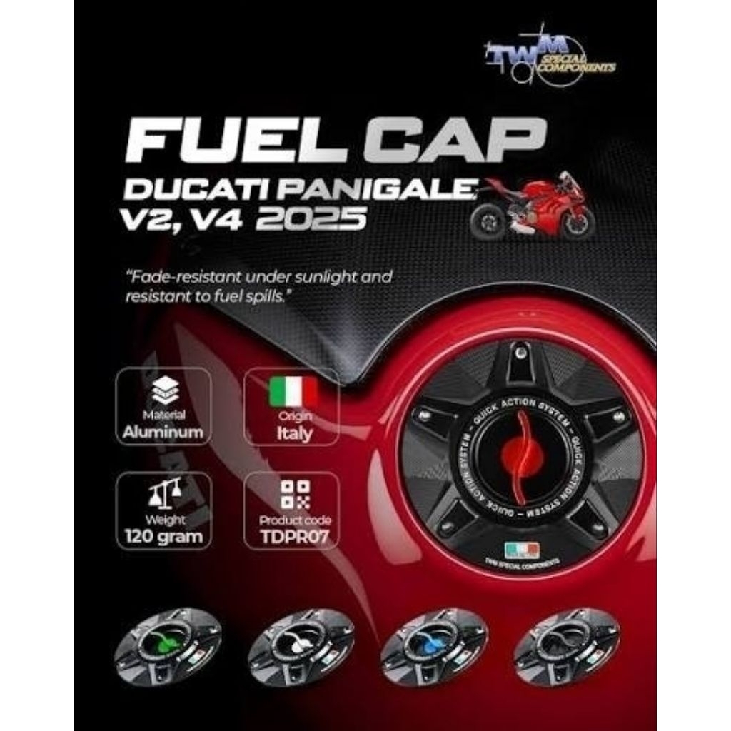TWM billet keyless การใช้หมวก Ducati Panigale V4 V4S V2 2025 2026 / Streetfighter V4 V4S V2 2025 202