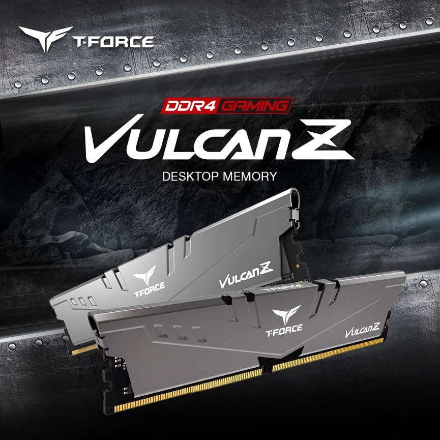 T-FORCE VULCAN Z DDR4 DESKTOP MEMORY 8GB 1x8GB 3200MHz CL16 GREY GAMING PERFORMANCE HEATSINK