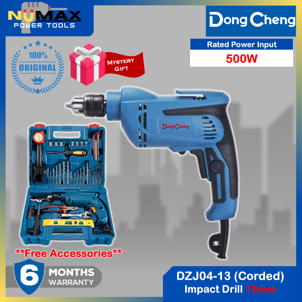 Dongcheng DZJ04-13 สว่านกระแทกไฟฟ้าแบบมีสาย 13 มม. 500W | เกอร์udi Kesan Bertali