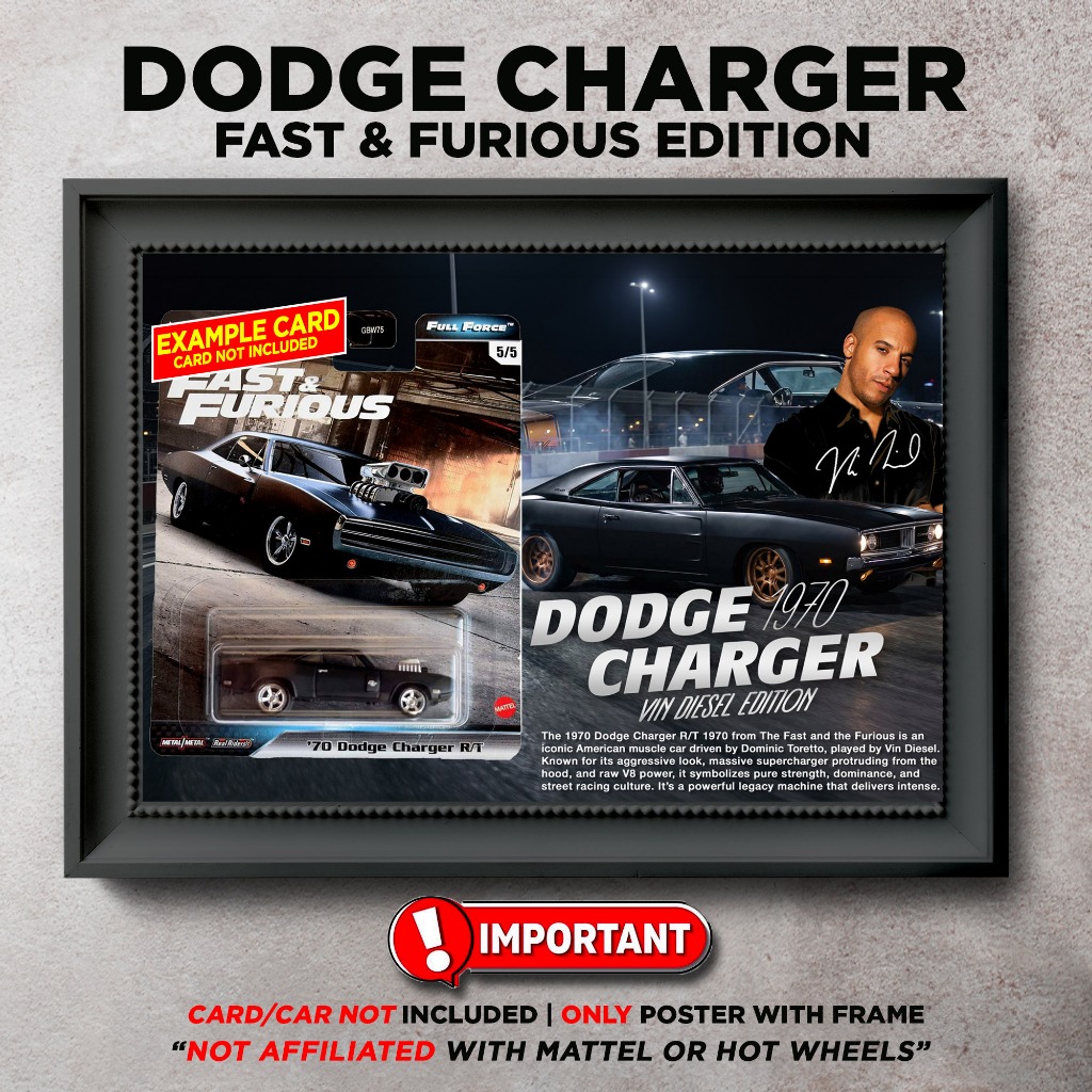 Gambar Frame Diecast Hotwheels Dodge Charger 1970 Edition โปสเตอร์ Berserta