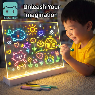 Toki Children LED Glow Drawing Board Light Writing Tablet Reusable Magic Drawing Pad Creative Toy For Kids Gifts