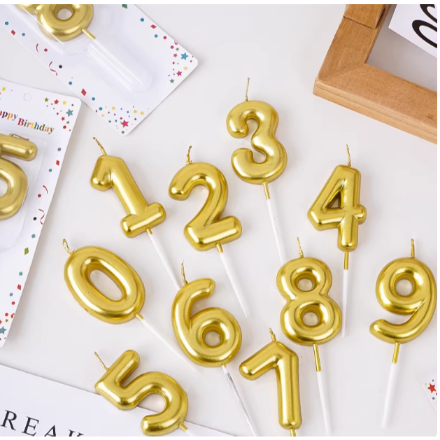 金色凤凤飞蛋盒字 Gold Premium Number Birthday Cake Candles Number Candles Number Candles
