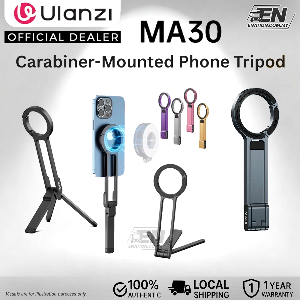 Ulanzi MA30 Carabiner ที่วางโทรศัพท์แบบแม่เหล็กขาตั้งขาตั้งกล้อง | ขาตั้งแบบพับได้โทรศัพท์อลูมิเนียม