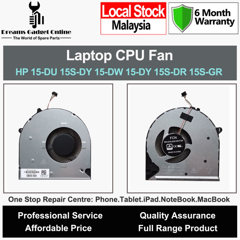 FCN HP แล็ปท็อปพัดลม CPU สําหรับ HP 15-DU 15S-DU 15S-DY 15-DW 15-DY 15S-DR 15S-GR