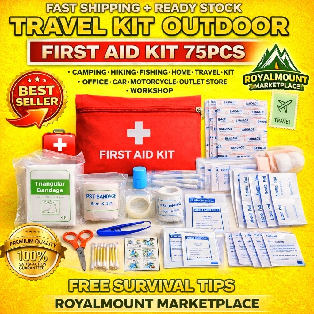 TENT อุปกรณ์เสริม CAMPING HIKING EMERGENCY KIT 75PCS SURVIVAL KIT TRAVEL KIT CAR HOME OFFICE BAJIR E