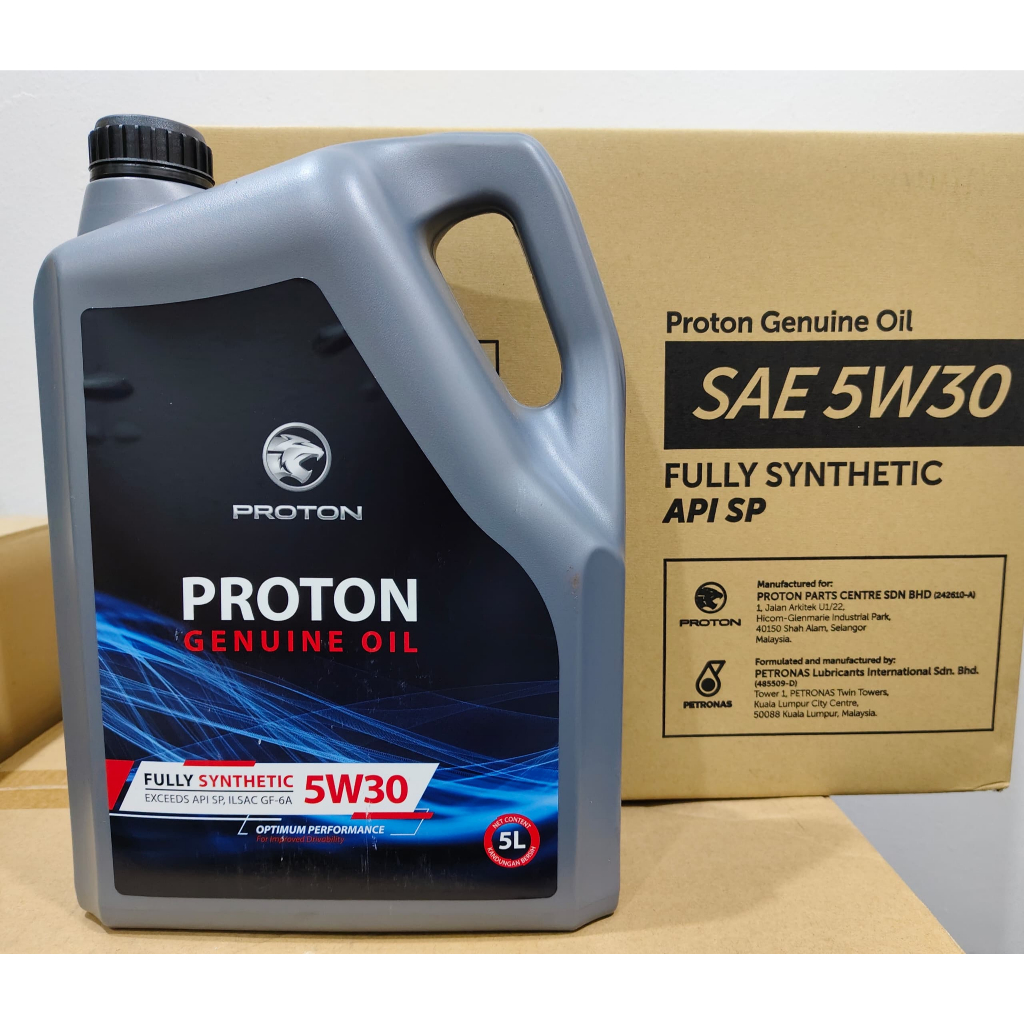 PROTON FULLY SYNTHETIC 5W30 ENGINE OIL 5L สําหรับ GEN 2, PERSONA, IRIZ, X70/X50, PEUGEOT 407