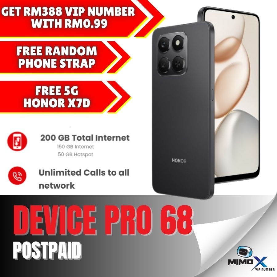 Redone Device Pro 68 Plan 200gb Data & Unlimited Calls >ฟรี Honor X7d & Exclusive RM188 Vip Number &