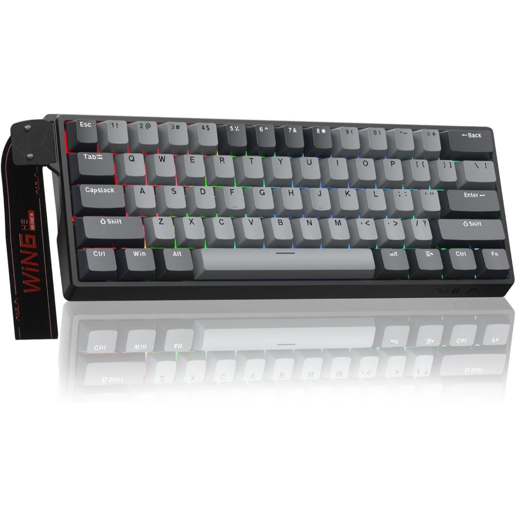 AULA WIN60 HE PRO 60% คีย์บอร์ดเกมกลแบบมีสาย, สวิตช์แม่เหล็ก Hot Swappable Color : BlackGrey Dented 