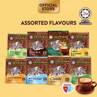 OLDTOWN Instant Premix White Coffee, 13/15 Sticks [HALAL]