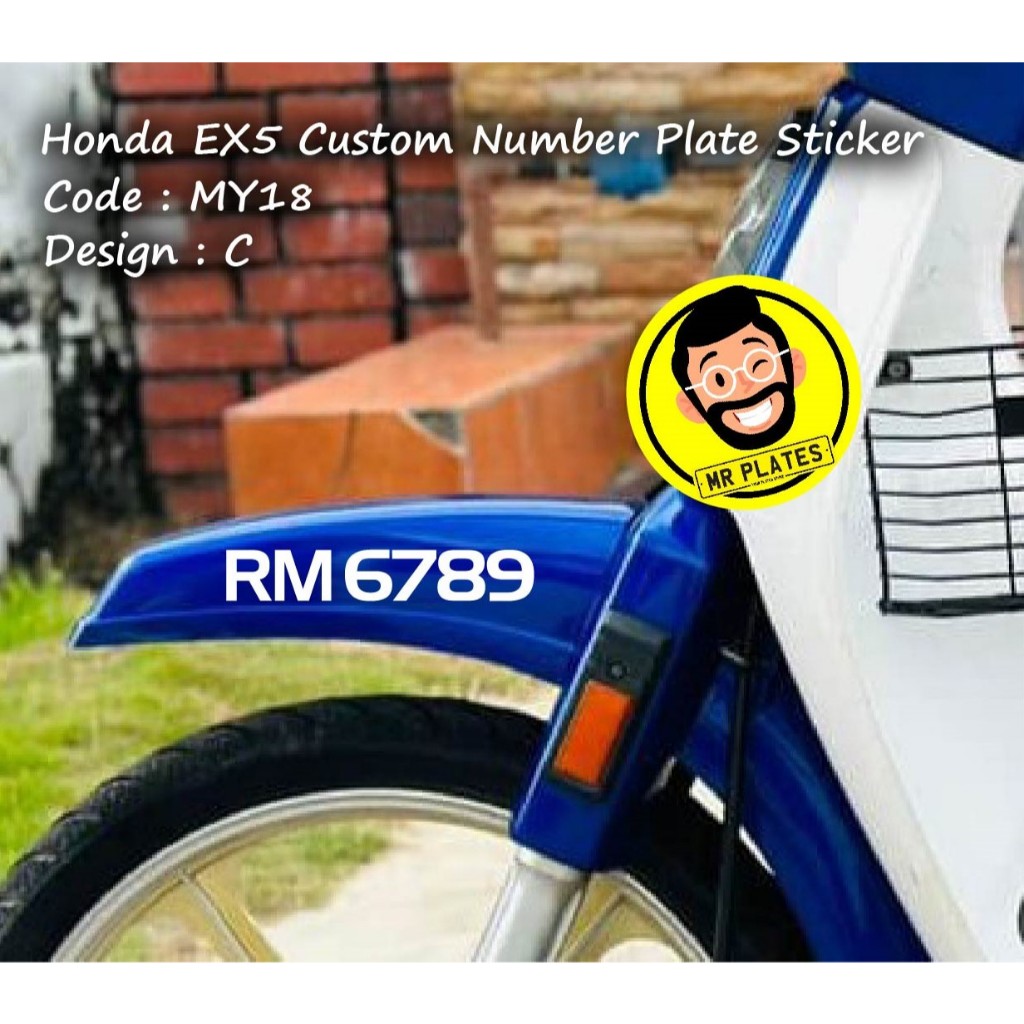 MY18 Honda EX5 สติ๊กเกอร์แผ่นตัวเลขที่กําหนดเอง Classic Clean Design กันน้ํา