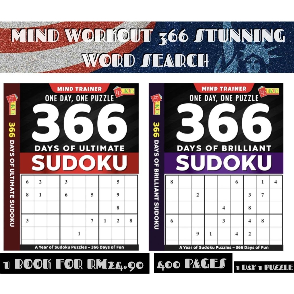 Buku Sudoku 366 Days of Ultimate Sudoku - Teka-teki Logik IQ & Fokus