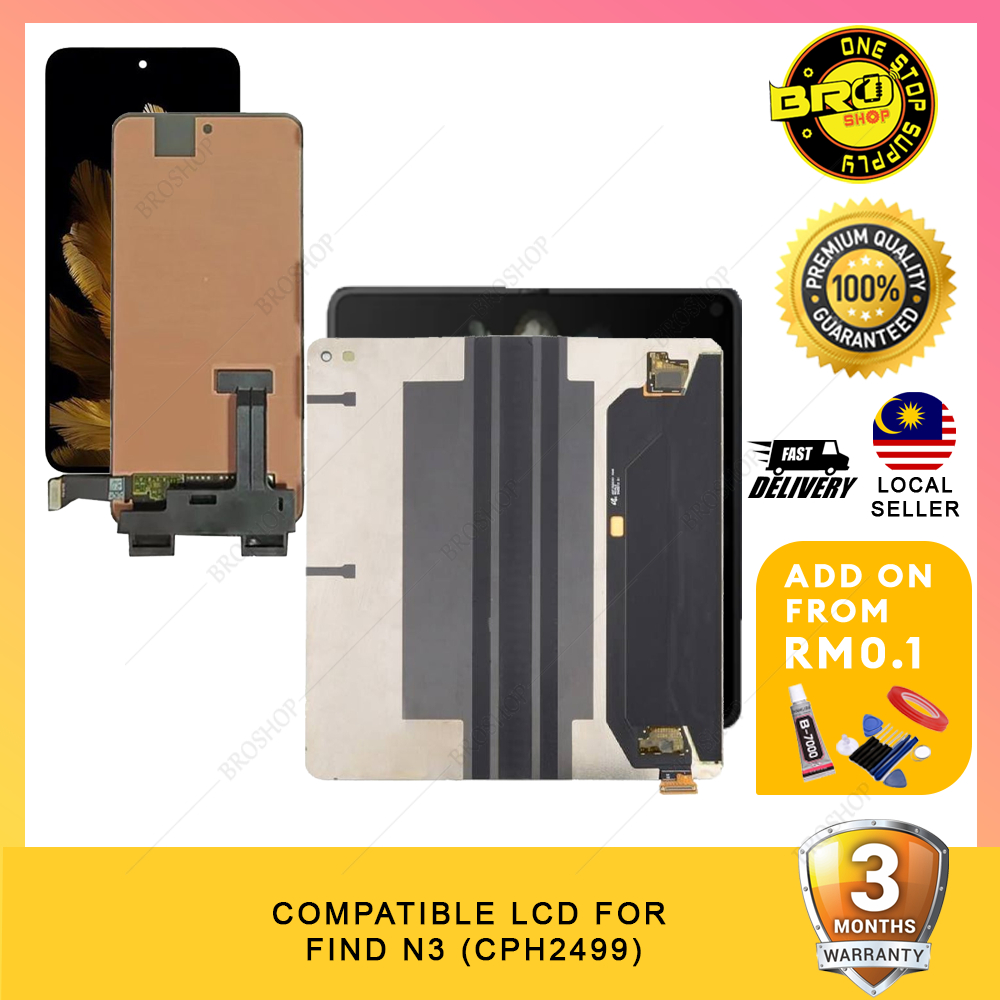 BROSHOP Lcd สําหรับ OP FIND N3 5G (CPH2499) (FRONT/FOLD SCREEN) Digitizer Skrin Glass Touch Screen (