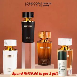 LONKOOM Noble Black/Gold/Edition/White EDP Perfume Minyak Wangi Tahan Lama High Quality Lelaki /Wanita/Unisex (100ml)