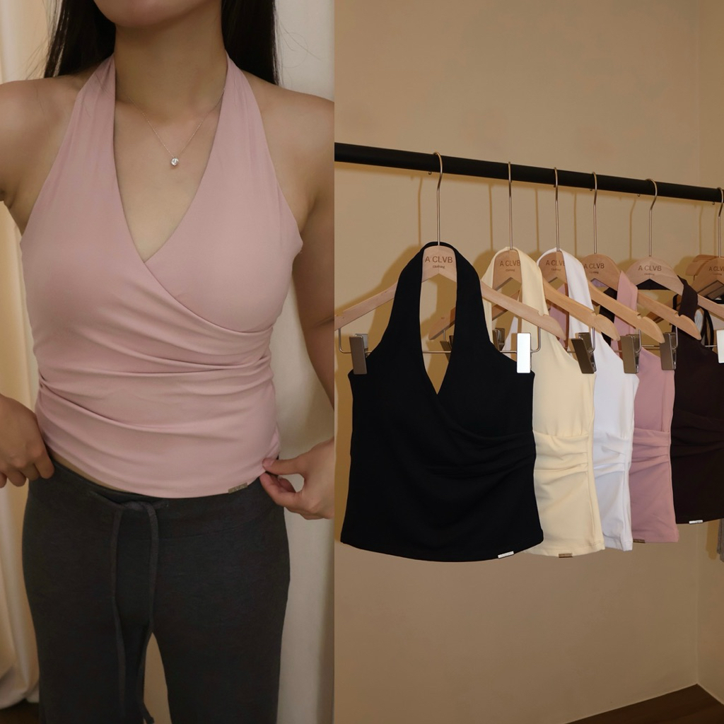 Abbi Top Halter คอ Activewear Backless Activewear ออกกําลังกายด้านบนโยคะ TOP Gym เสื้อผ้า