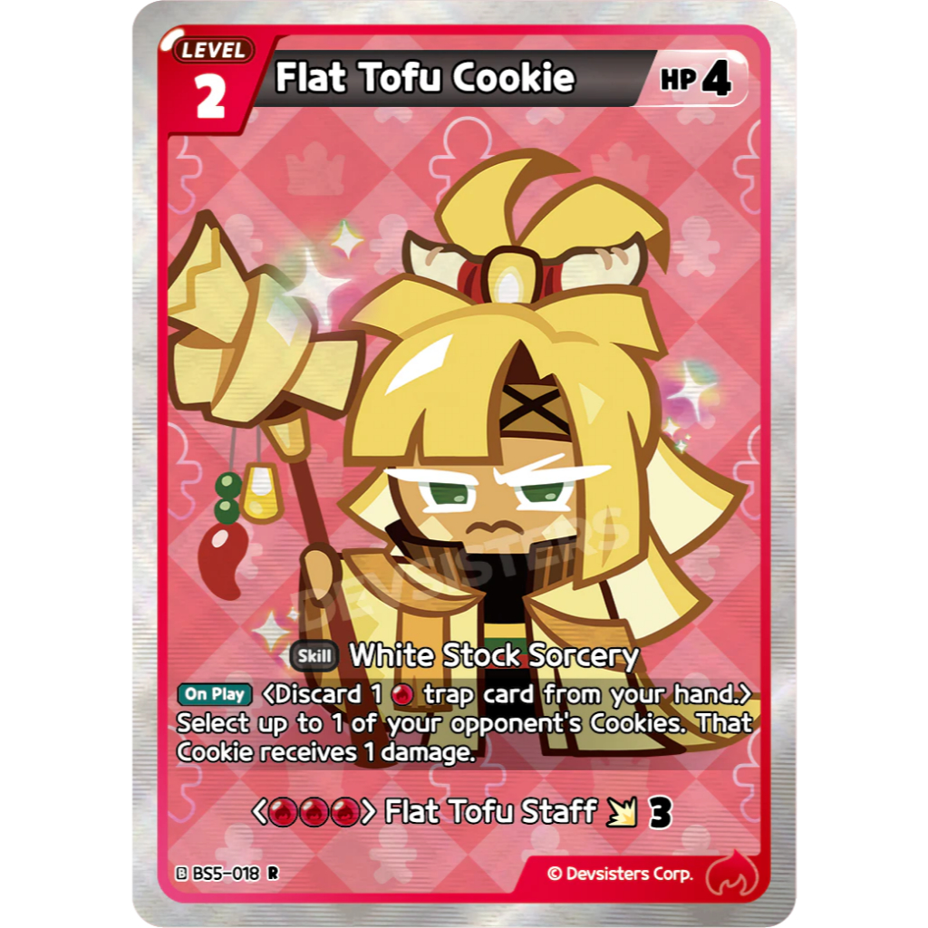 💥 คุกกี้รัน Braverse TCG | คุกกี้เต้าหู้แบน (R) | BS5-018  BS5 + 6 การ์ดเดี่ยว