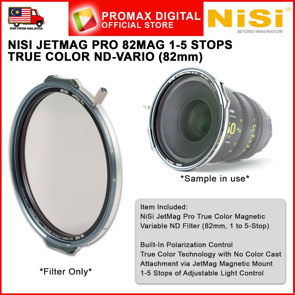 NiSi JetMag Pro 1 ถึง 5 Stop True Color Magnetic Variable ND Filter ND-VARIO 82 MAG (82 มม.)
