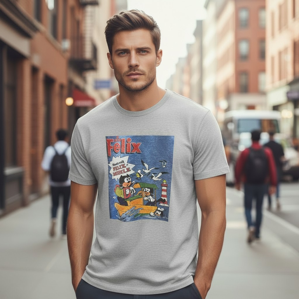 เสื้อยืดกราฟิก Vintage Felix the Cat "Felix-Mobile"