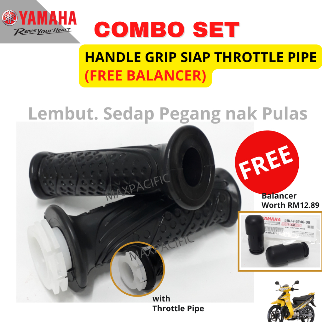 Yamaha Handle Grip 125zr 125z y125zr y125z พร้อมท่อคันเร่ง Free Balancer Sarung Handel Motor (1 คู่)