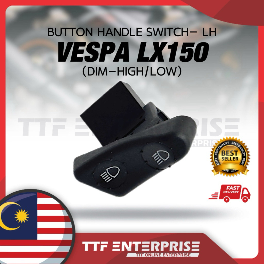VESPA-LX150 BUTTON HANDLE SWITCH-LH (DIM-HIGH/LOW) HANDLE SWITCH BUTTON LX 150 LX150