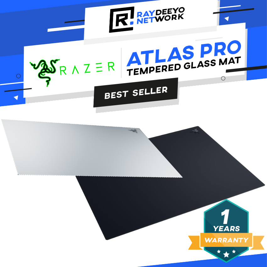 Razer Atlas Pro แผ่นรองเมาส์สําหรับเล่นเกมกระจกนิรภัยบางเฉียบ 1.9 มม. โปรไฟล์ 500x400 มม.