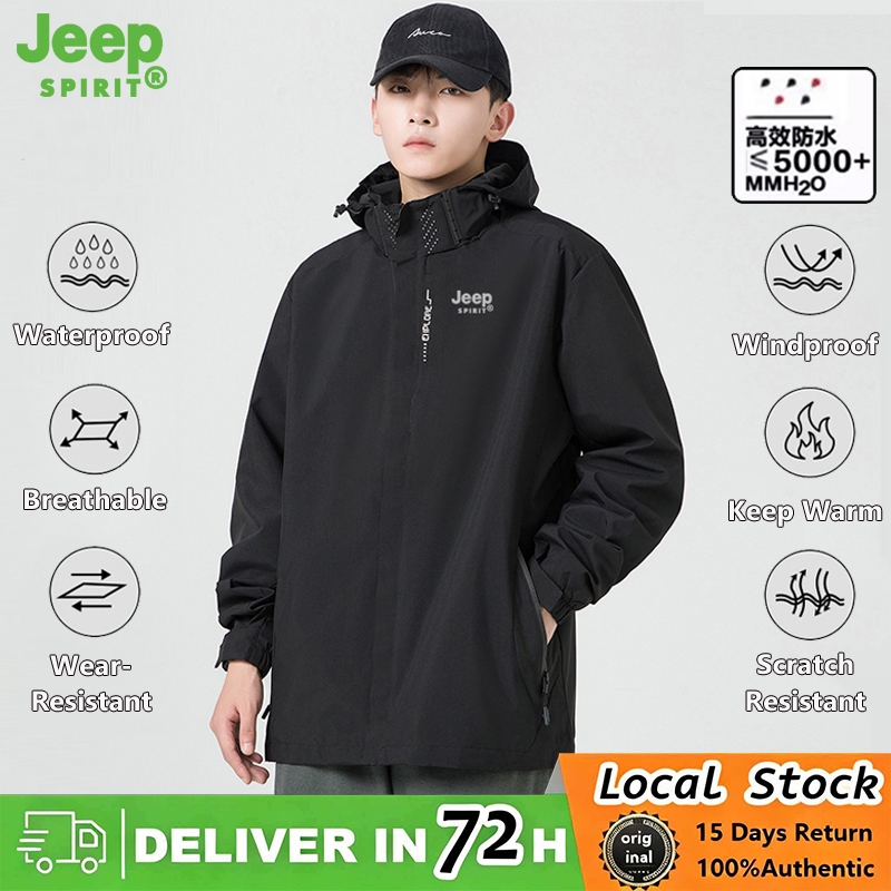 JEEP SPIRIT เสื้อแจ็คเก็ตกันน้ําสําหรับผู้ชายเสื้อแจ็คเก็ตปั่นจักรยานกลางแจ้งเสื้อแจ็คเก็ตมอเตอร์ไซค์กันลม