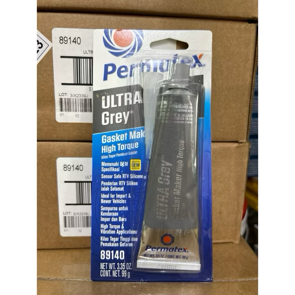Permatex เครื่องทําปะเก็น Ultra Grey แรงบิดสูง RTV ซิลิโคน 89140 (99g / 3.35oz)