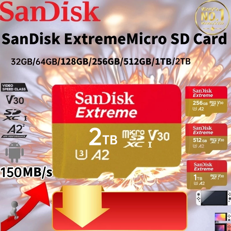 Extreme U3 TF Flash Card 64/256/1TB Micro SD การ์ดหน่วยความจําความจุสูงสําหรับเกมคอนโซลแท็บเล็ต