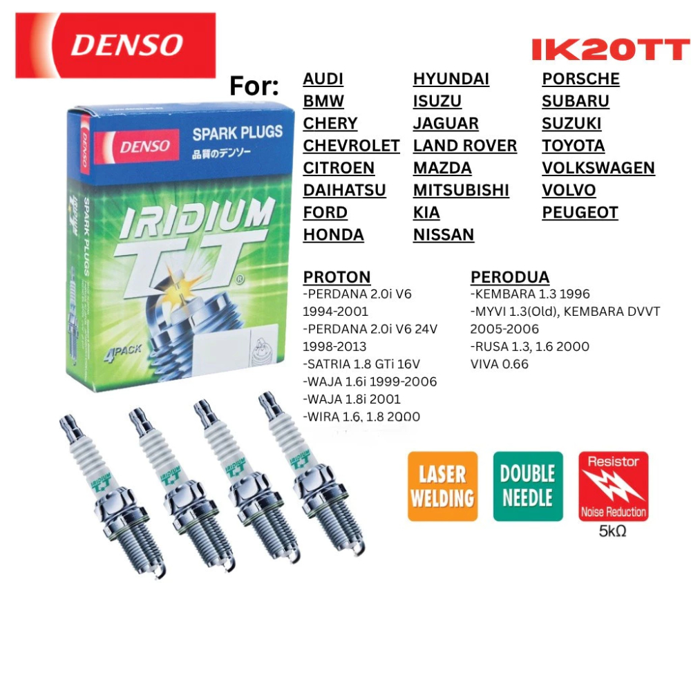 หัวเทียน DENSO Iridium TT IK20TT สําหรับ ALMOST ALL รุ่นรถมาเลเซีย- 267600-1000